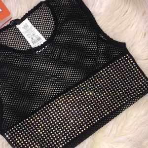 Jeweled Mesh crop top